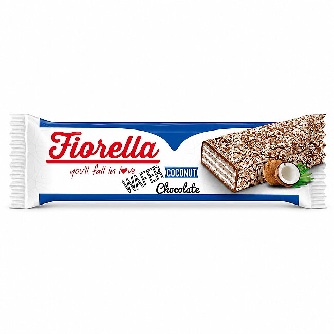 Fiorella Chocolate Coated Coconut Wafer 26 Grams 24 Pieces (1 Box) - 2