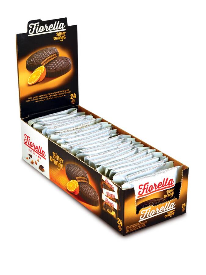 Fiorella Crunch Dark Chocolate Orange Cream Wafer 20 Grams 24 pieces (1 Package) - 1