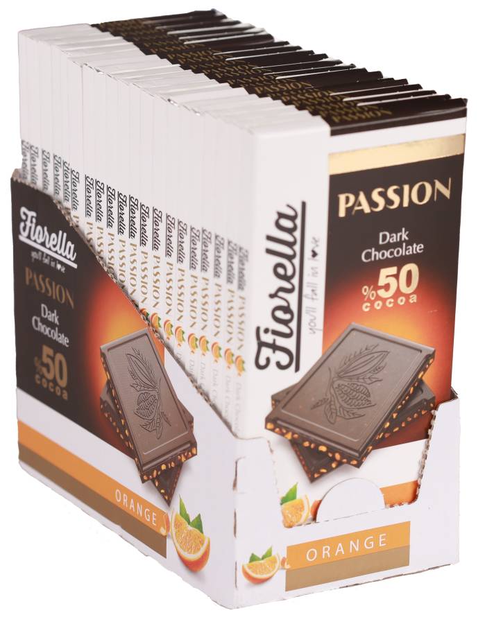 Fiorella Passion Portakallı Bitter Tablet Çikolata 100 Gr. 20 Adet (1 Paket)