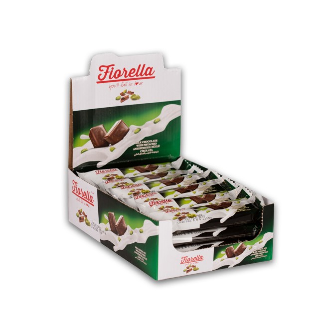 Fiorella - Fiorella Sütlü Çikolata Bar Antep Fıstıklı 30 Gr 24 Adet (1 Kutu)