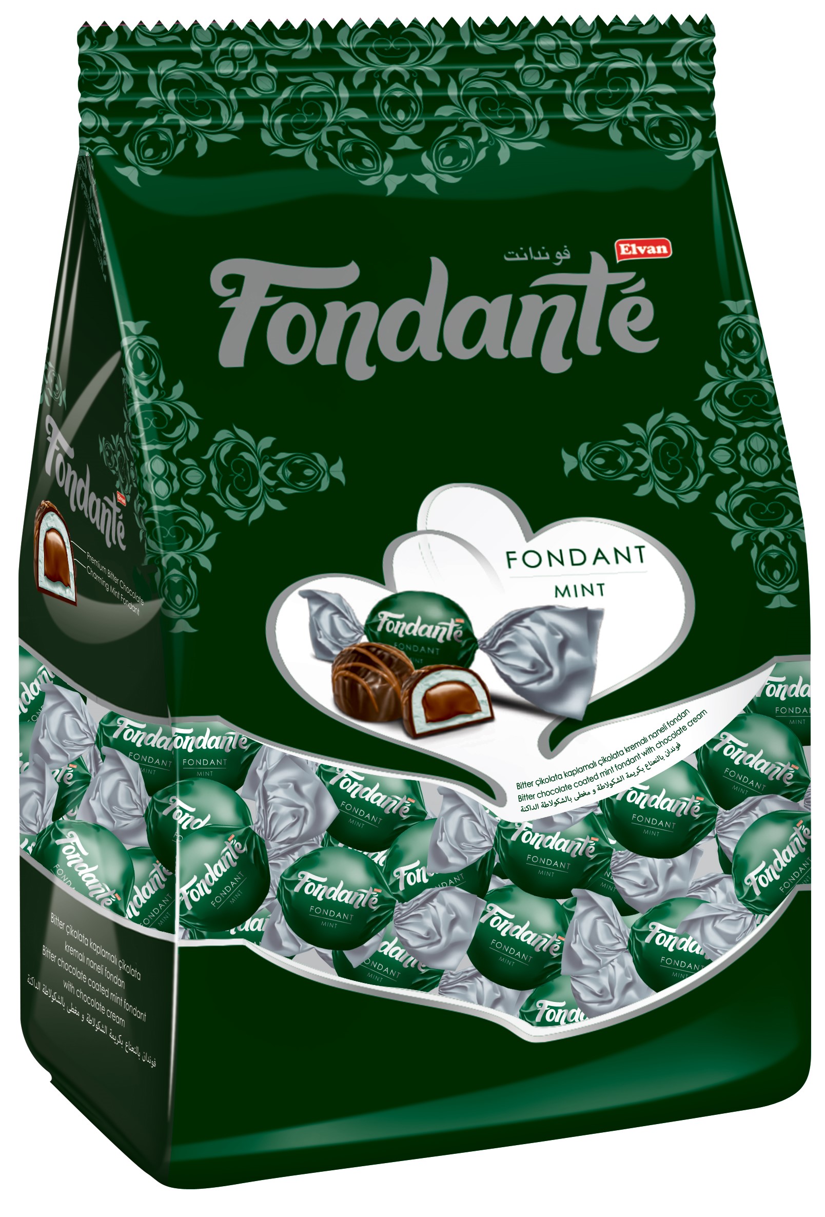 Fondante Çikolata Dolgulu Naneli 1000 Gr. Poşet 8 Adet (1 Koli)