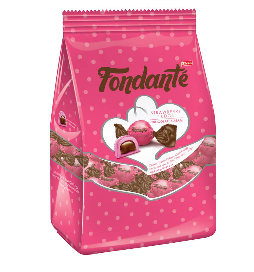 Fondante Strawberry Fudge with Chocolate Cream 1000 Gr. (1 Bag) - 1