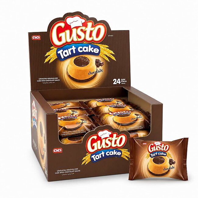 Gusto Tart Cake with Chocolate Sauce 45 Gr. 24 Pieces (1 Box) - Cici