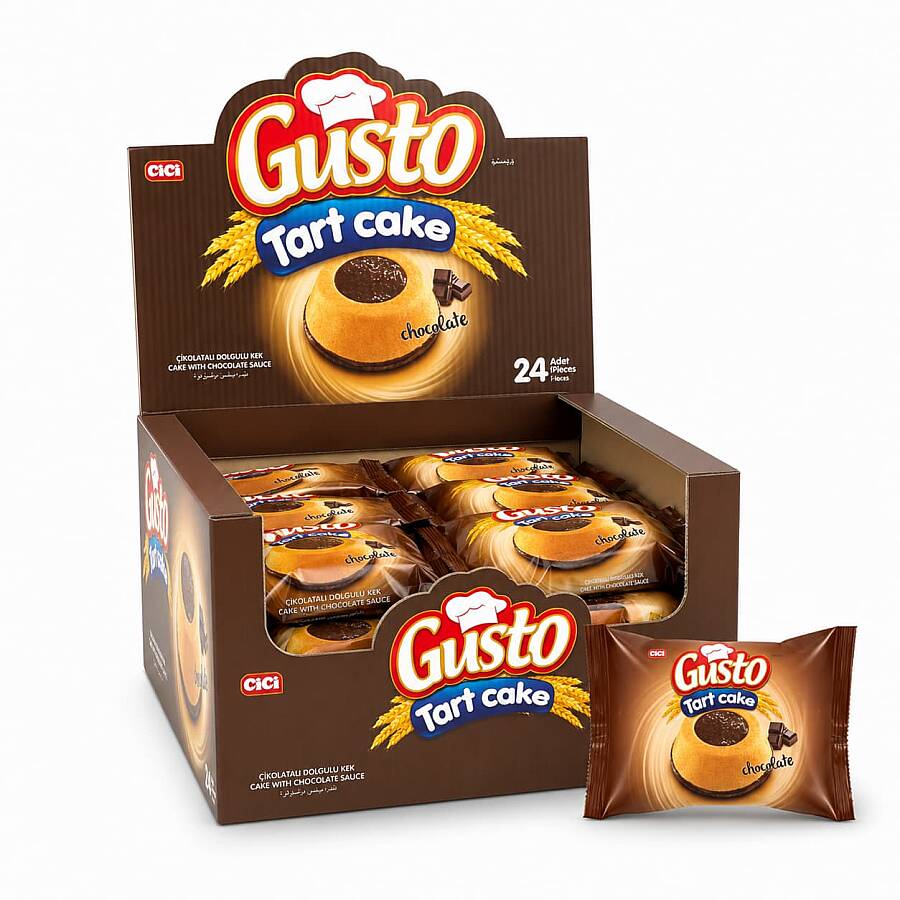 Gusto Tart Cake with Chocolate Sauce 45 Gr. 24 Pieces (1 Box) - 1
