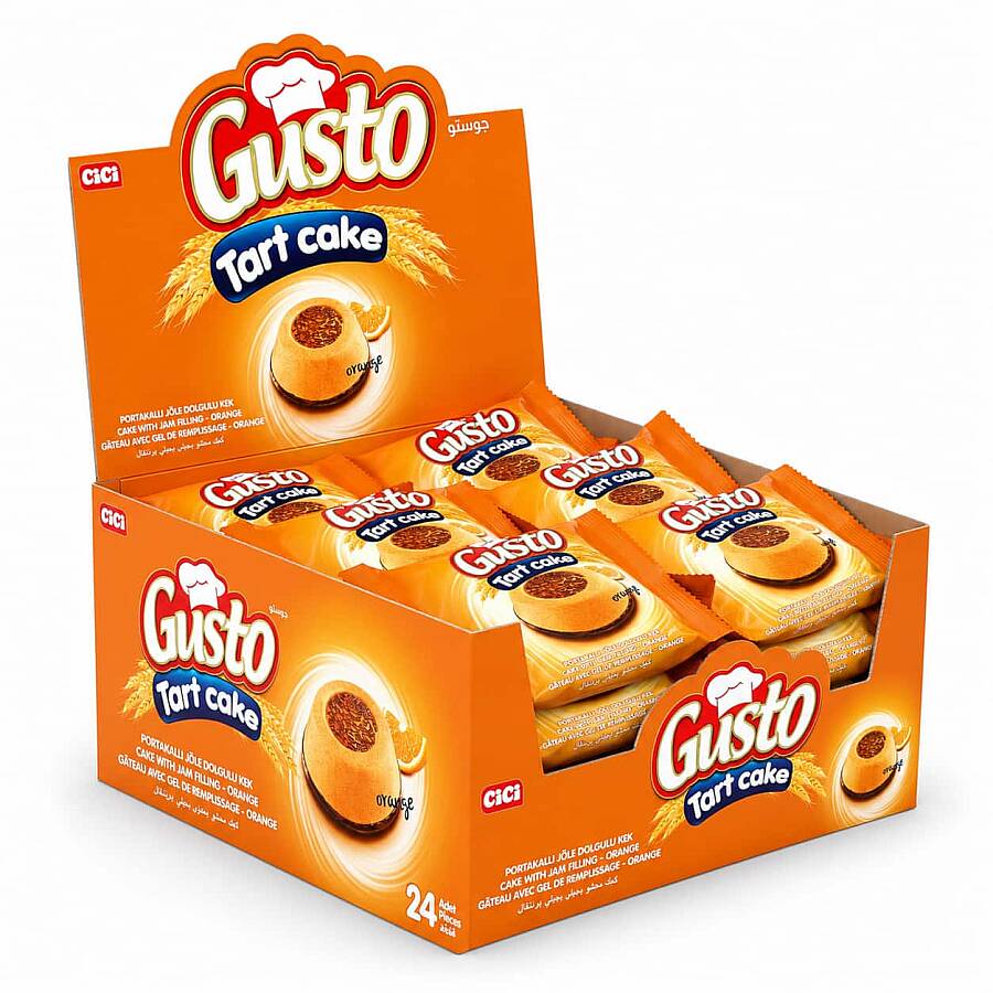 Gusto Tart Cake with Orange Jelly 45 Gr. 24 Pieces (1 Box) - 3