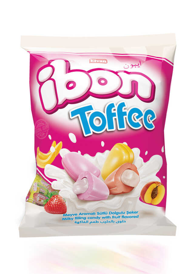 Ibon Toffee Sütlü Meyveli Şeker 1000 Gr. (1 Poşet) Yumuşak Şeker Elvan