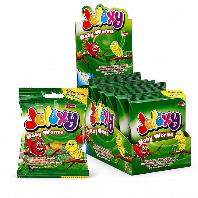 Jelaxy Sweet Lıttle Worm 80 Gr 12 pcs (1 Box) - Jelaxy