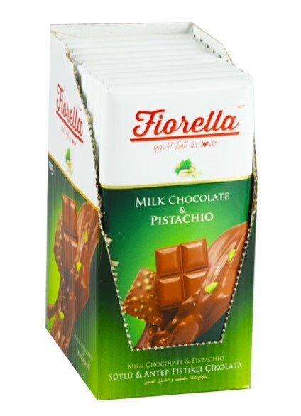 Fiorella Pistachios Tablet Chocolate 80 Gr. 10 pcs (1 Box) - Fiorella