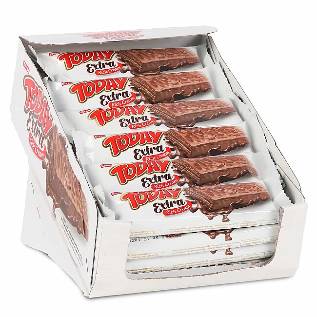 Today Extra Chocolate Coated Wafer with Hazelnut Cream and Hazelnut 45Gr 24 pcs (1 Box) - 1