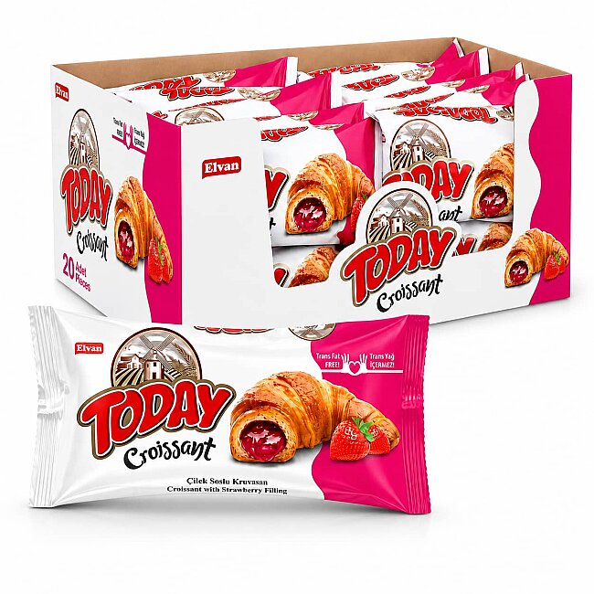 Today Croissant Strawberry 45 Gr. 20 pcs (1 Box) - Today