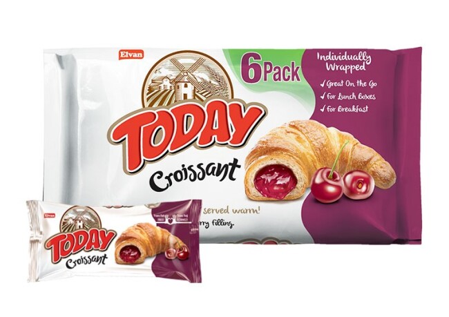  Today Croissant Cherry 45 Gr. 6 pcs (1 Box) - Elvan