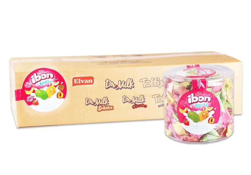 Ibon Sütlü Meyveli Şeker 1000 Gram 8 Kutu (1 Koli)