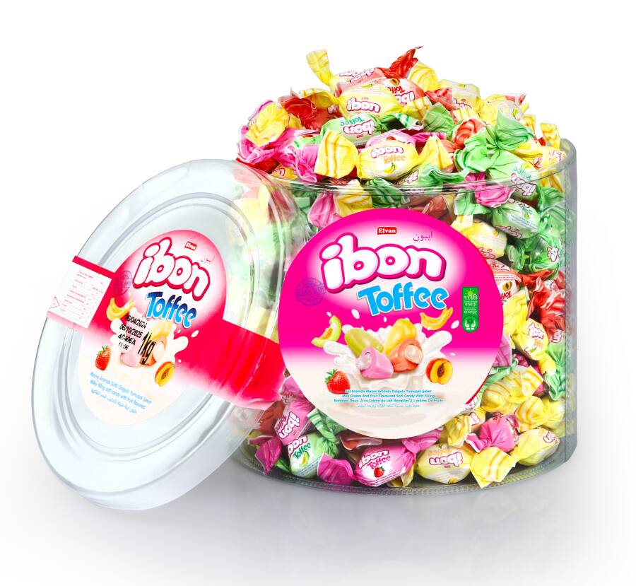 Ibon Toffee Sütlü Meyveli Şeker 1000 Gr. Silindir (1 Kutu) - 2