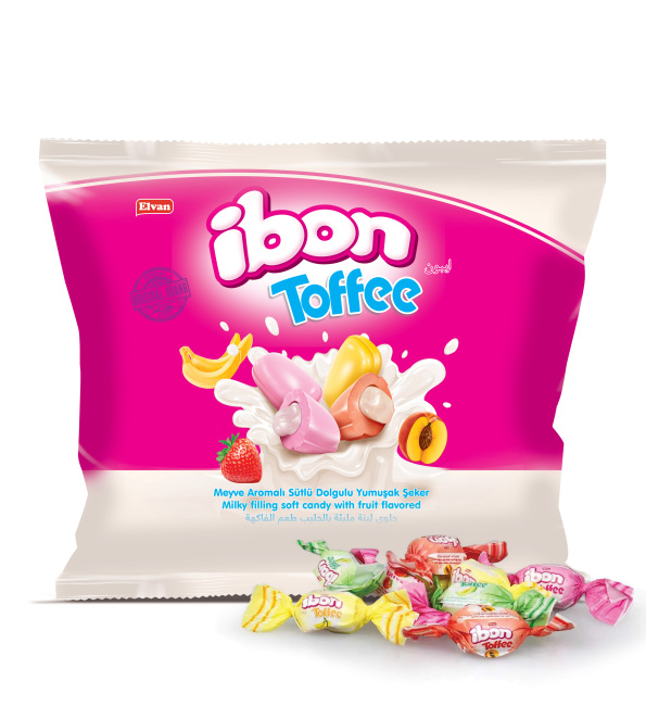 Ibon Toffee Sütlü Meyveli Şeker 300 Gr. (1 Paket) - Ibon