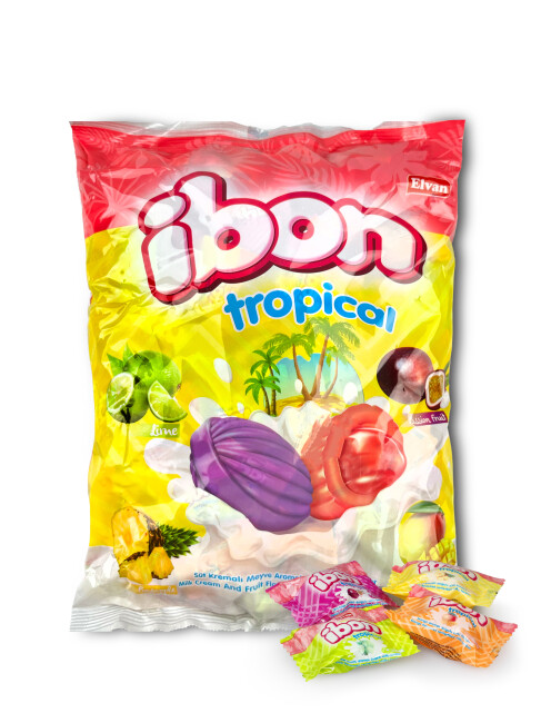 Ibon Tropical Sütlü Meyveli Şeker 1000 Gr. (1 Poşet) - Ibon