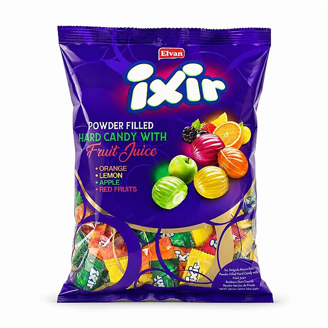 Ixir Dolgulu Meyve Sulu Sert Şeker 1000 Gram (1 Poşet) - Elvan