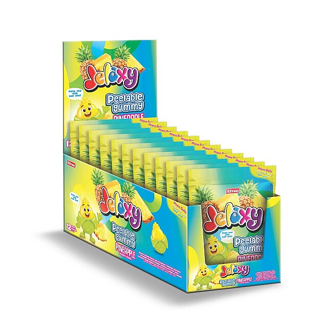 Jelaxy Peelable Ananas Aromalı Soyulabilir Yumuşak Şekerleme 65 Gram 12 Adet (1 Kutu) - Jelaxy