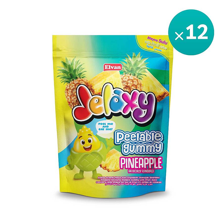 Jelaxy Peelable Ananas Aromalı Soyulabilir Yumuşak Şekerleme 65 Gram 12 Adet (1 Kutu) - 2