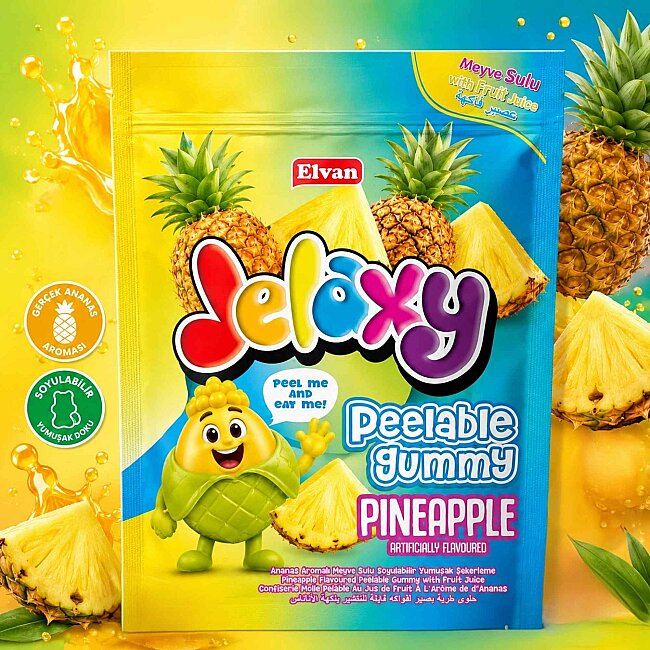 Jelaxy Peelable Ananas Aromalı Soyulabilir Yumuşak Şekerleme 65 Gram 12 Adet (1 Kutu) - 3