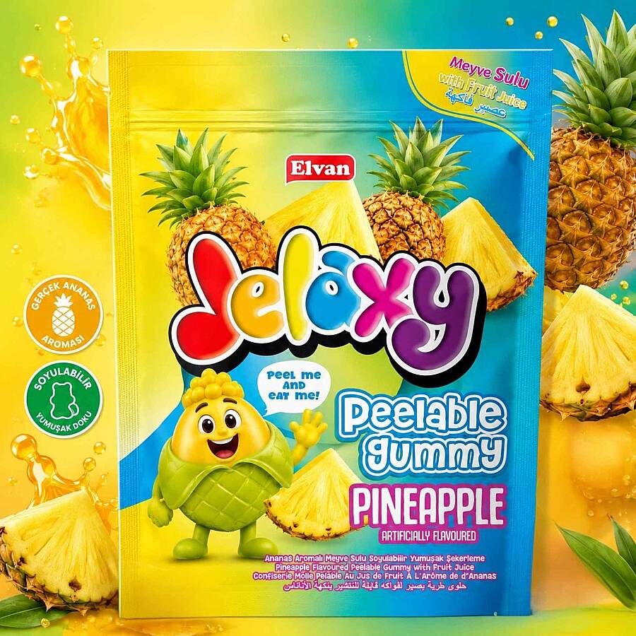 Jelaxy Peelable Ananas Aromalı Soyulabilir Yumuşak Şekerleme 65 Gram 12 Adet (1 Kutu) - 3