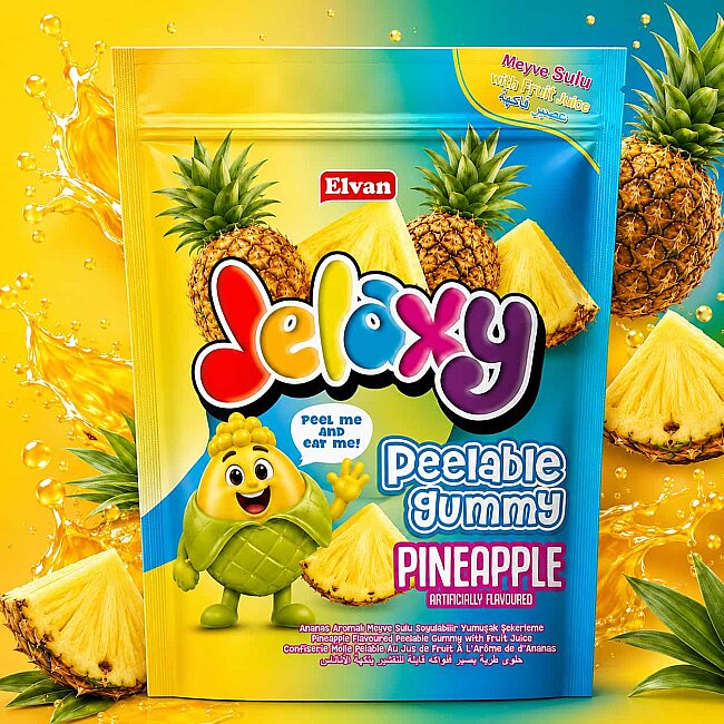 Jelaxy Peelable Ananas Aromalı Soyulabilir Yumuşak Şekerleme 65 Gram 12 Adet (1 Kutu) - 3