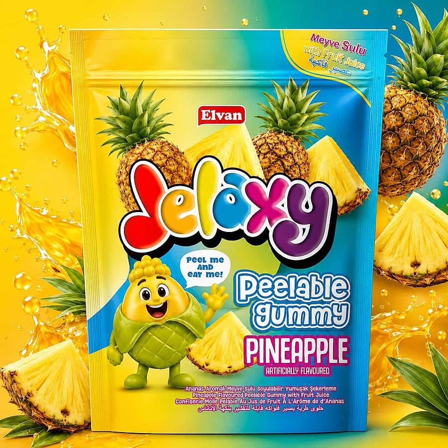 Jelaxy Peelable Ananas Aromalı Soyulabilir Yumuşak Şekerleme 65 Gram 12 Adet (1 Kutu) - 3