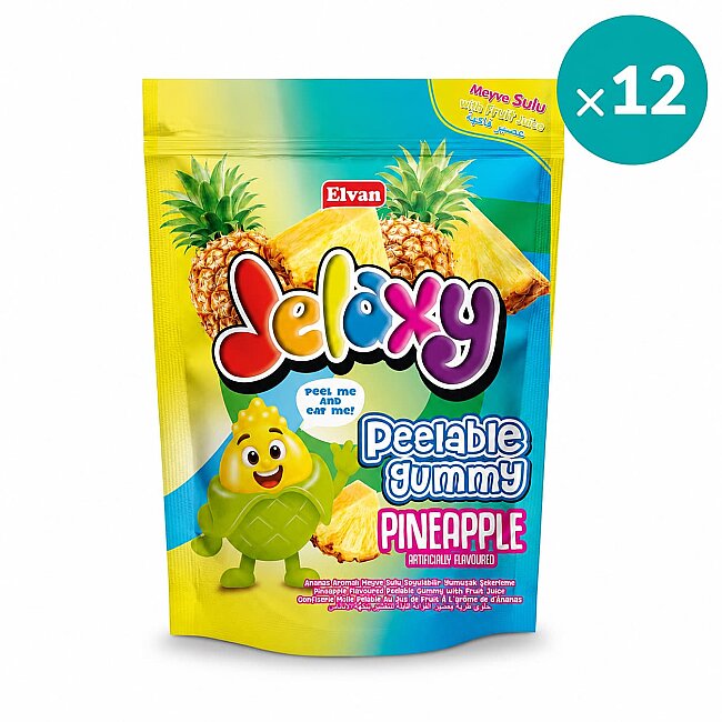 Jelaxy Peelable Ananas Aromalı Soyulabilir Yumuşak Şekerleme 65 Gram 12 Adet (1 Kutu) - 2