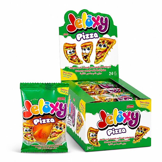 Jelaxy Pizza Yumuşak Şeker 20 Gr. 24 Adet (1 Kutu) - Jelaxy