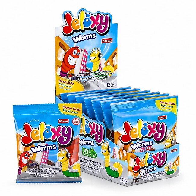 Jelaxy Worm 80 Gram 12 Pieces (1 Box) - Jelaxy