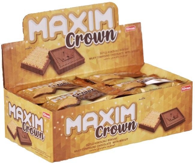 Maxim Crown Kakaolu Bisküvi 10 Gr. 24 Adet (1 Paket) - Elvan