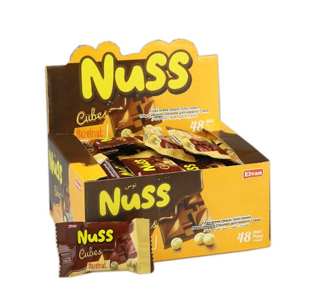 Nuss Cubes Hazelnut 7 Gr. 48 Pieces (1 Box) - Elvan