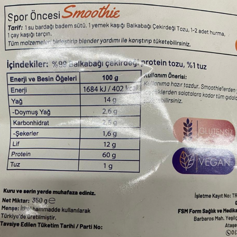 Nustil Balkabağı Çekirdeği Proteini Tozu 350 Gr. (1 Paket) - 2