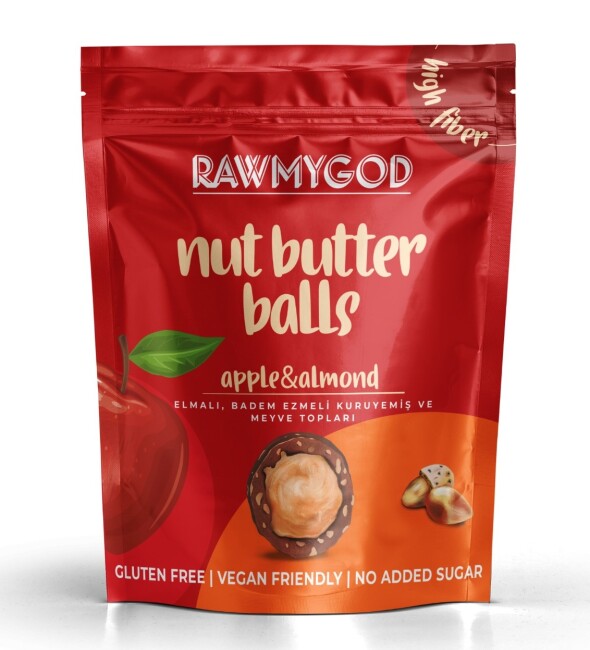 Rawmygod Apple Almond Paste Nuts and Fruit Balls 84 Gr. (1 package) - Rawmygod