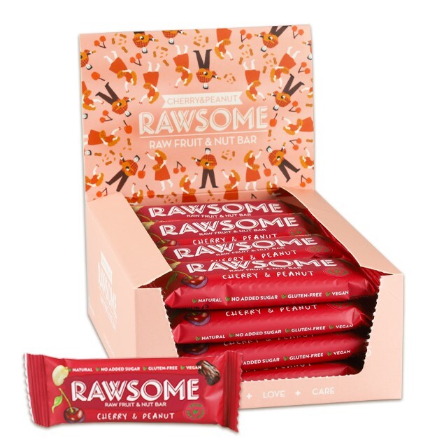 Rawsome Nuts and Fruit Bar with Sour Cherry and Peanut 40 Gr. 16 Pieces (1 Box) - Rawsome