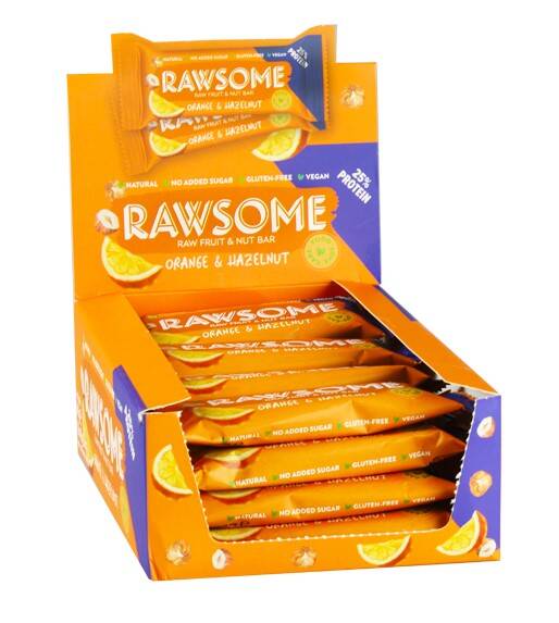 Rawsome Orange and Hazelnut Protein Bar 40 Gr. 16 Pieces (1 Box) - 3