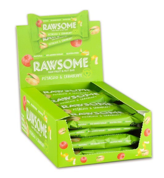 Rawsome Pistachio and Crane Nut Bar 40 Gr. 16 Pieces (1 Box) - Rawsome