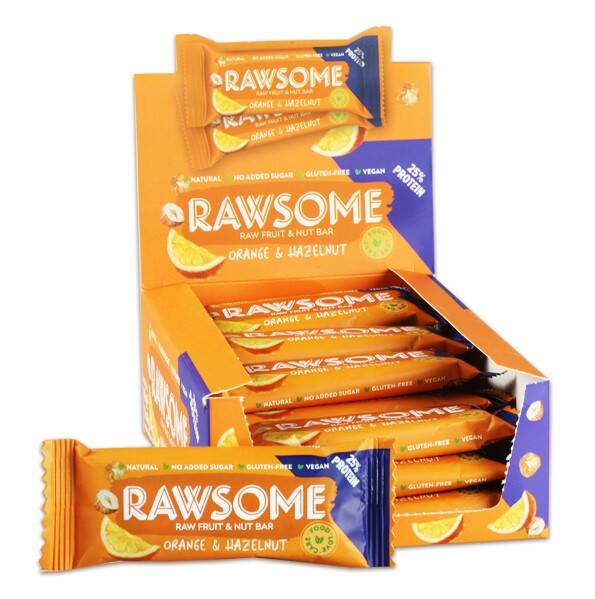 Rawsome Portakal ve Fındıklı Protein Bar 40 Gr. 16 Adet (1 Kutu) - 1