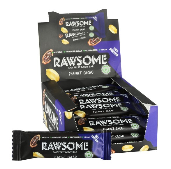 Rawsome Yerfıstığı ve Kakaolu Protein Bar 25 Gr. 20 Adet (1 Kutu) - Rawsome