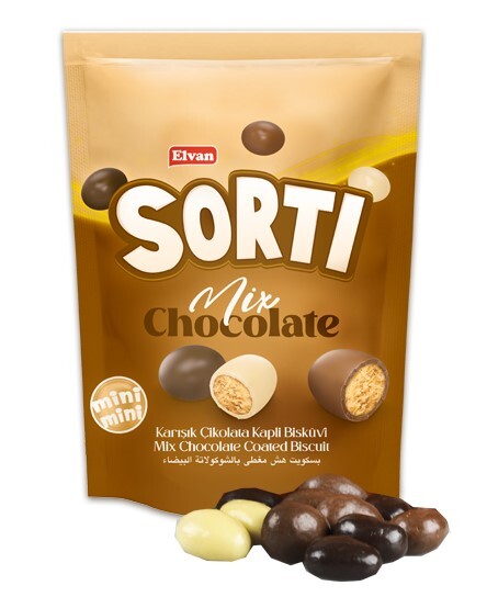 Sorti Chocolate Coated Biscuit Dragee 150 Gr. (1 package) - Elvan