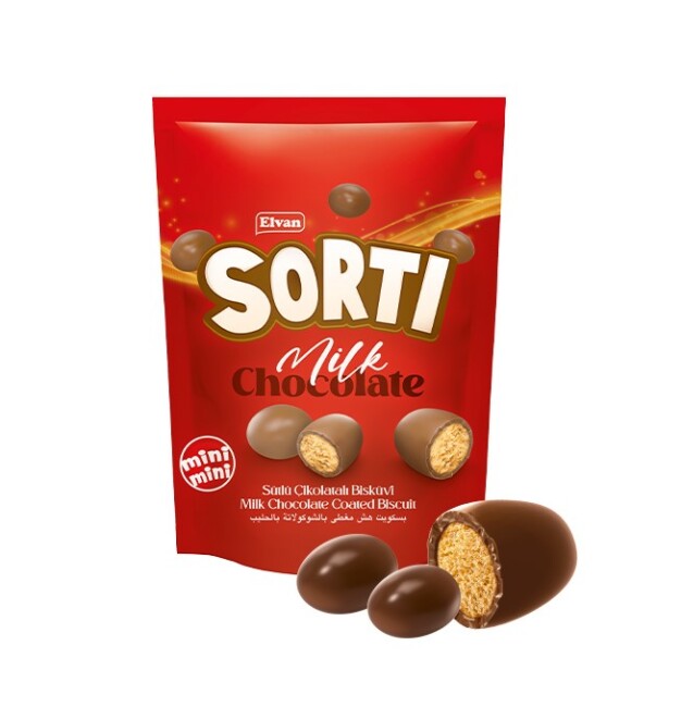 Sorti Milk Chocolate Covered Biscuit Dragee 150 Gr. (1 package) - ELVAN