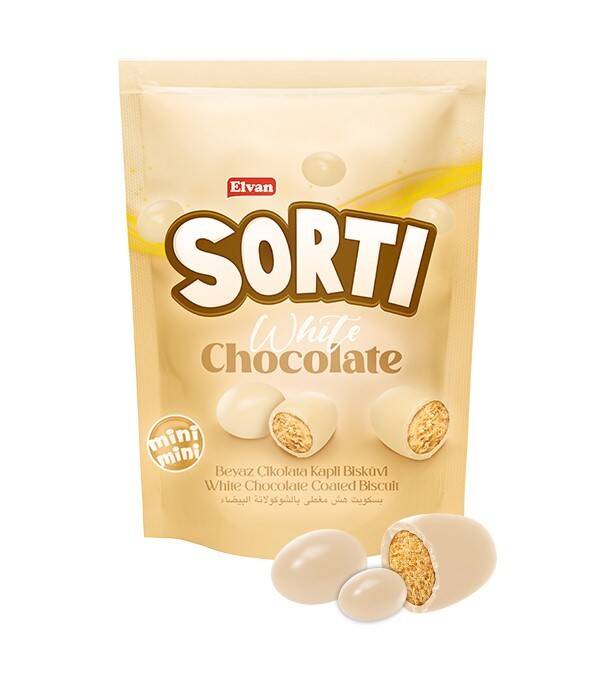 Sorti White Chocolate Coated Biscuit Dragee 150 Gr. (1 Pack) - 1