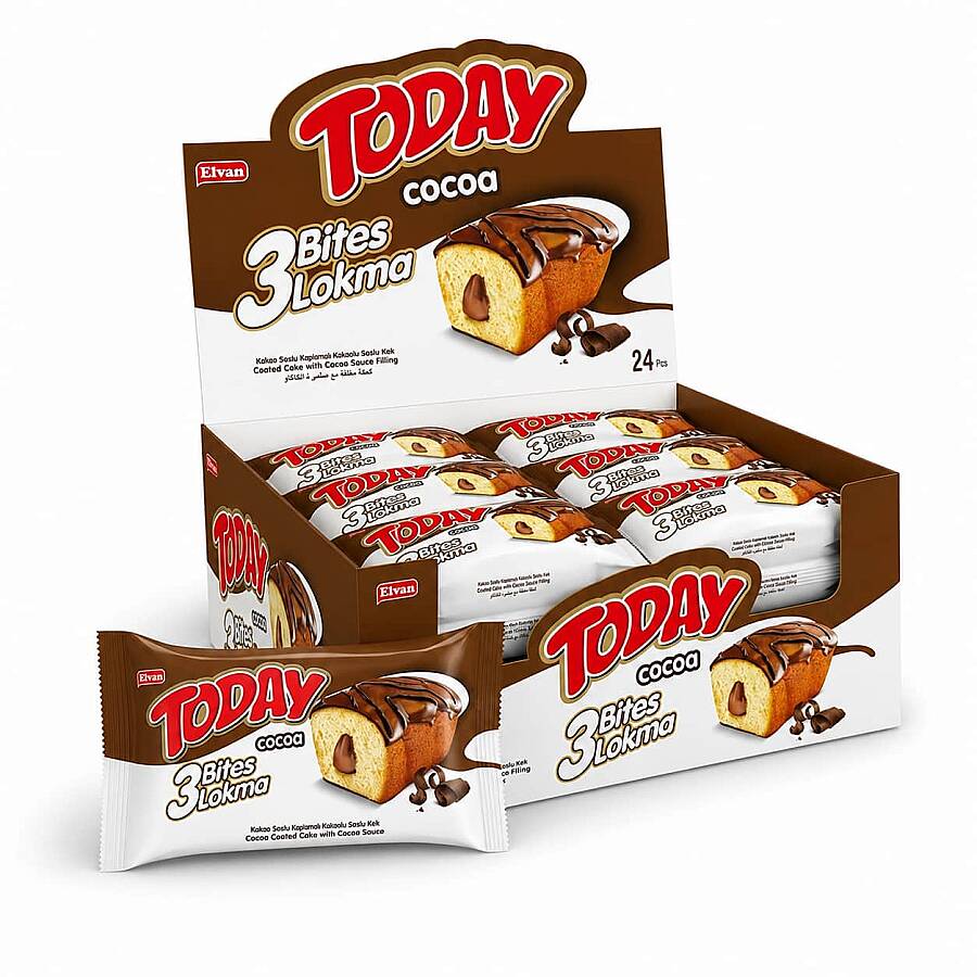 Today 3 Bites Cocoa Cake 45 Gr. 24 Pieces (1 Box) - 1