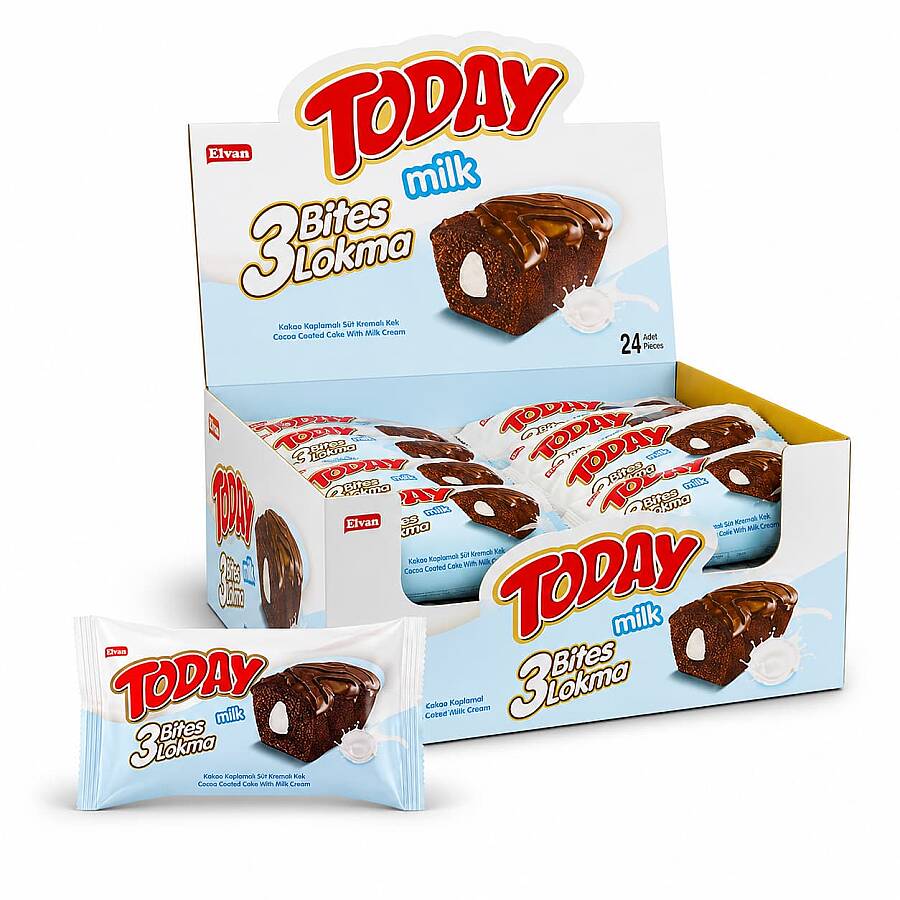 Today 3 Bites Milk Cake 45 Gr. 24 Pieces (1 Box) - 1