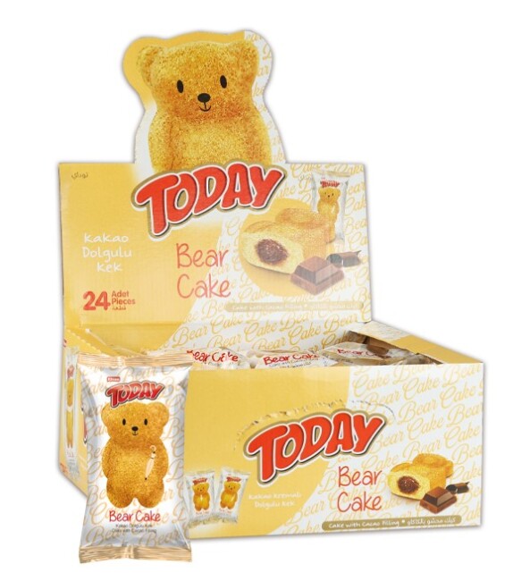 Today Bear Cake Chocolate 40 Gr. 24 Pieces (1 Box) - Elvan