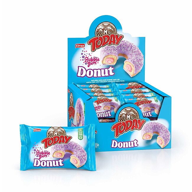 Today Donut Bubblegum (Gum Flavored) Cake 35 Gr. 24 Pieces (1 Box) - Today