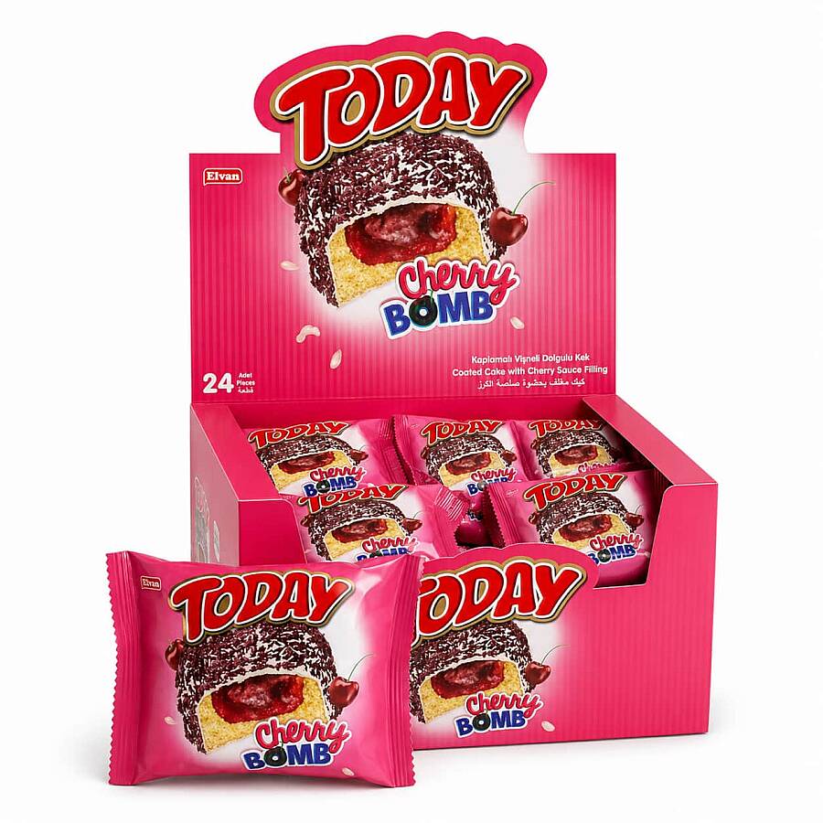 Today Cherry Bomb Vişneli Kek 40 Gr. 24 Adet (1 Kutu) - 1