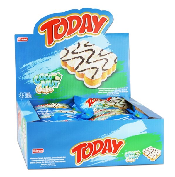 Today Coconut Cake with Coconut 40 Gr. 24 Pieces (1 Box) - Elvan