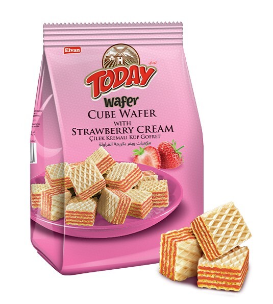 Today Cube Wafer Strawberry 200Gr. (1 package) - Elvan