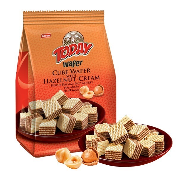 Today Cube Wafer with Hazelnut 200Gr. (1 package) - Elvan