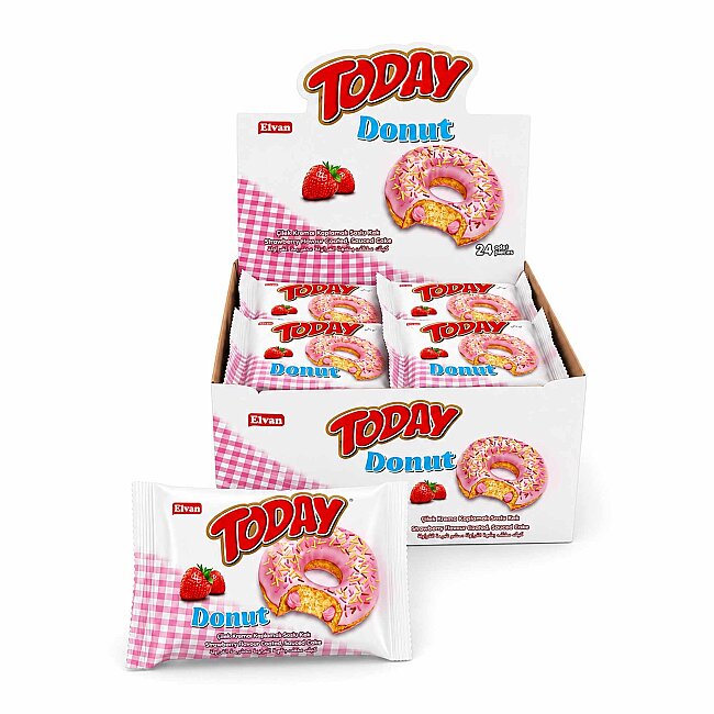 Today Donut Kek Çilekli 35 Gr. 24 Adet (1 Kutu) - Today